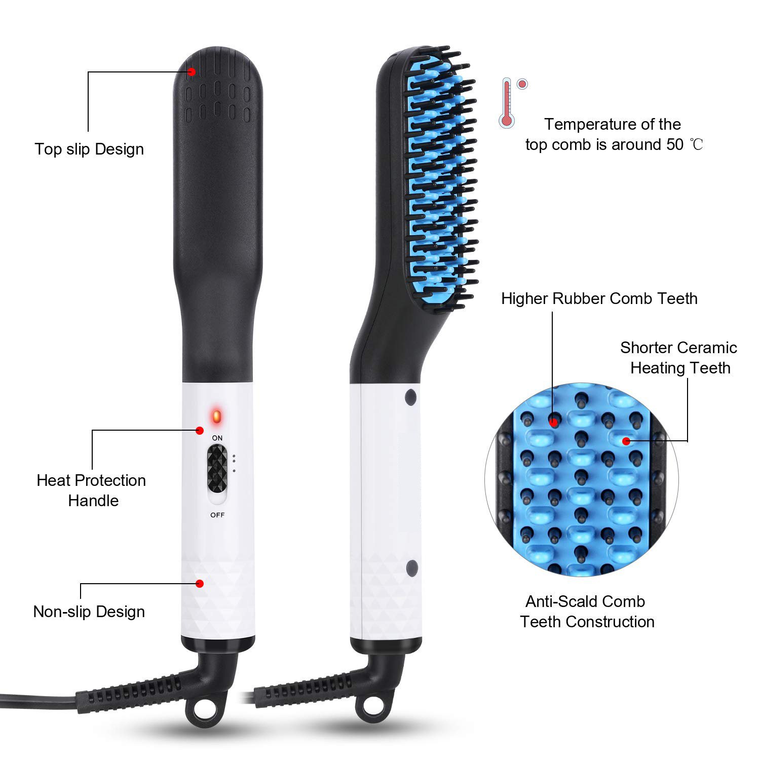 Multifunctional Hair Straightener Hair Comb Brush Men Beard Straightener Straightening - Image 8